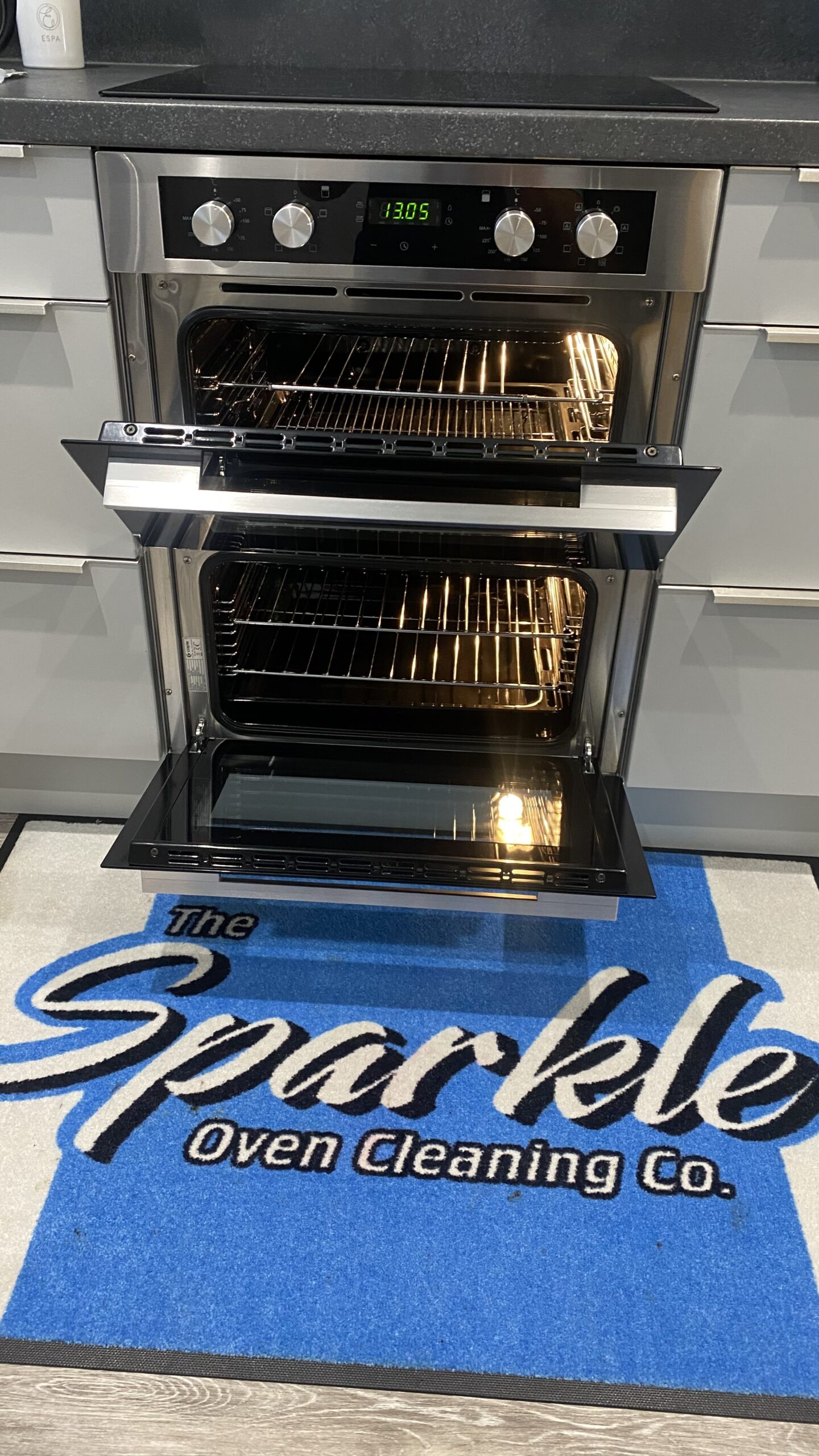 opened cleaned built-in double oven